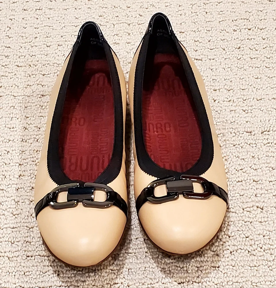 Munro Ivy Leather Colorblock Camel/Black Horsebit Preppy COMFORT Flats 8.5N